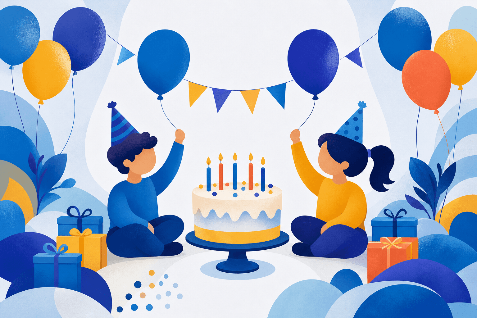 איור: יום הולדת משותף לשני ילדים: איך נותנים מקום שווה לשניהם